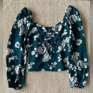 Floral Lace-Up Women's Top